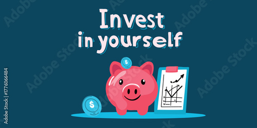 vector illustration invest in yourself motivational poster