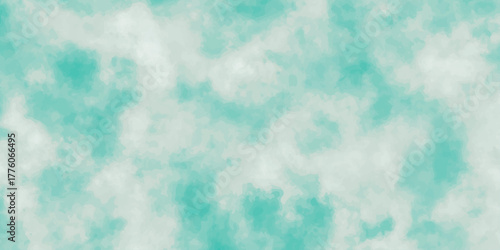 Bright blue sky with white fluffy clouds, a beautiful natural summer day cloudscape