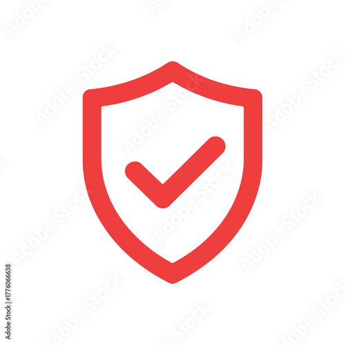 Red Shield with Check Mark Indicating Security and Approval in Format