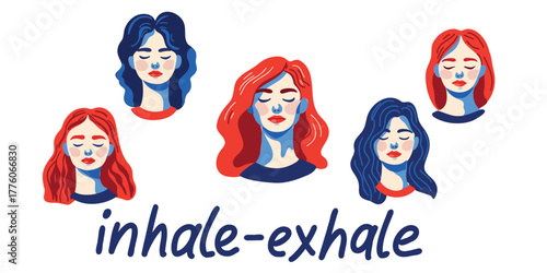 vector illustration calm exhale meditation banner