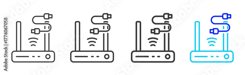 Data Security icon set collection in creative outline style for business and corporate projects featuring multiple thickness variations suitable for information technology design