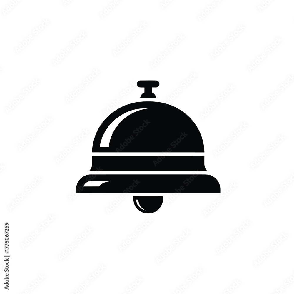 Fototapeta premium Simple Black and White Illustration of a Traditional Service Bell for Hotels and Concierge