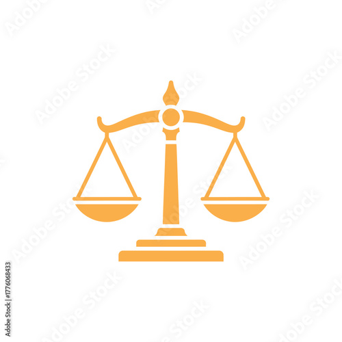 Symbolic Gold Scales of Justice Representing Law and Fairness on White Background