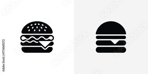 Two Hamburger Icon Variations Detailed and Simplified Black Silhouettes on a Light Background