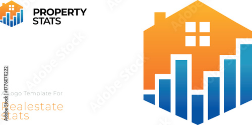Property Stats Logo — Real Estate Growth and Data Analysis Symbol in Orange and Blue Gradient
