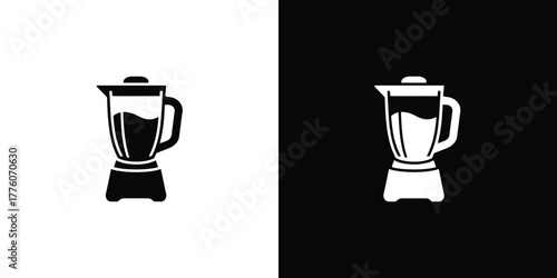 Black and White Blender Icon Illustration, Food Preparation Appliance Clipart, High Contrast