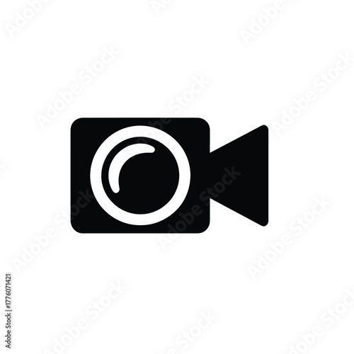 Black and White Icon of a Classic Video Camera for Recording Films