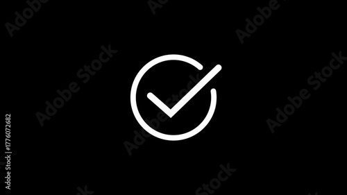 Approved symbol motion. Check mark icon animation. Modern tik mark. Success, accepted icon video footage.