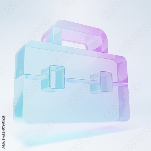 Frosted glass Toolbox icon isolated on white background. Tool box sign. Minimalism concept. 3D render illustration