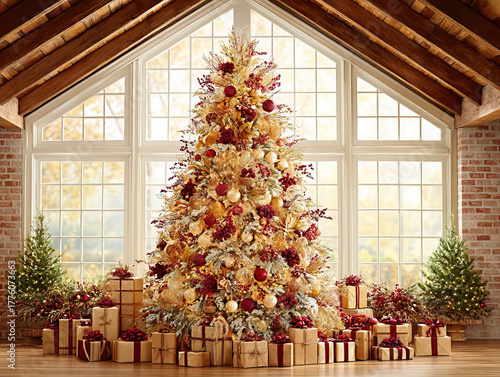 a full Christmas tree with ...