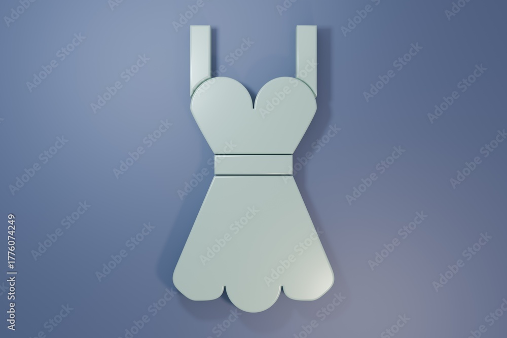 Obraz premium Grey Woman dress icon isolated on purple-blue background. Clothes sign. Minimalism concept. 3D render illustration