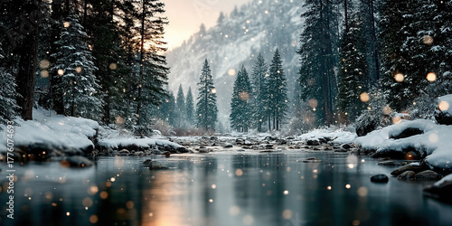 Wallpaper Mural Soft focus Christmas scene with text space in sky Torontodigital.ca