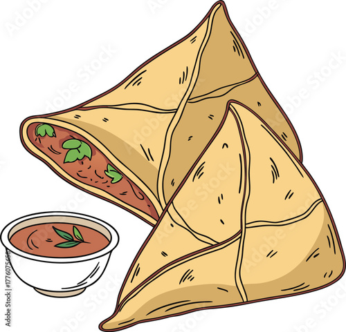  samosa on white background