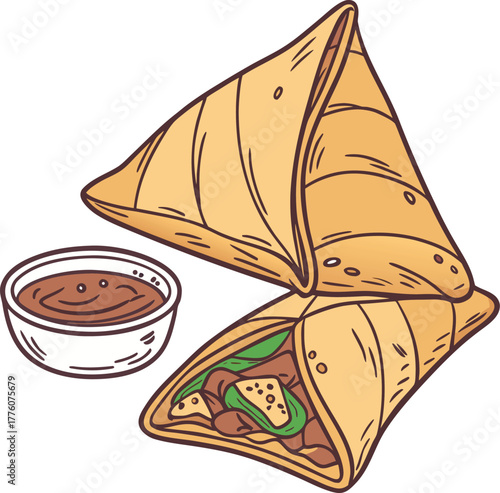  samosa on white background