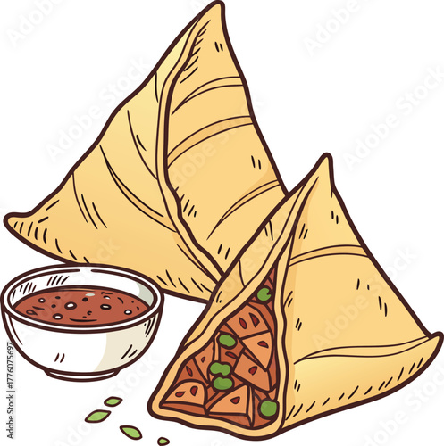  samosa on white background