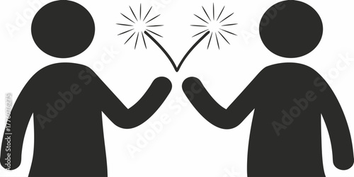 Celebrating together with sparklers, simple graphic illustration of fun, joy, and shared moments, ideal for invitations and festive designs. Vector origin offers scalability