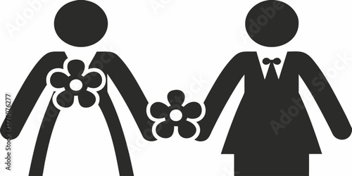 Elegant lesbian wedding icon design symbolizing commitment and love, perfect for invitations, websites, and inclusive event promotions with modern style