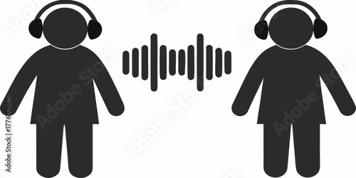Audio connection with headphones shows communication bridging the distance with sound, conveying a sense of connection and modern lifestyle