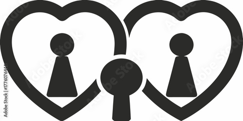 Unlock true love with this symbolic graphic! Perfect for dating apps, relationship advice blogs, or Valentine's Day promotions. A vector design with heart lock.