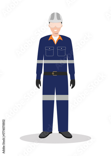 Oil and gas mining technicians wear full uniforms. Stock Illustration