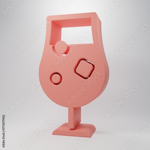 Pink Cocktail and alcohol drink icon isolated on pink background. Minimalism concept. 3D render illustration