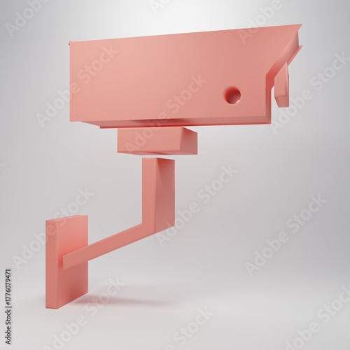 Pink Security camera icon isolated on pink background. Minimalism concept. 3D render illustration