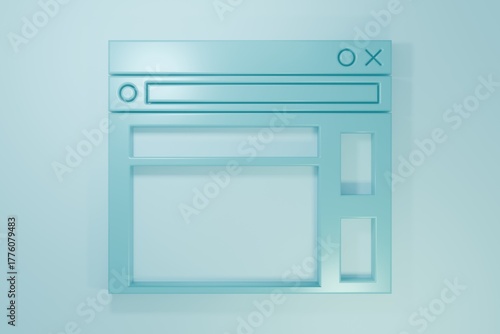 Blue Website template icon isolated on blue background. Internet communication protocol. Minimalism concept. 3D render illustration