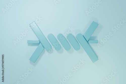Blue Barbed wire icon isolated on blue background. Minimalism concept. 3D render illustration