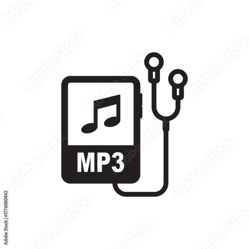 mp3 icon  - black vector icon