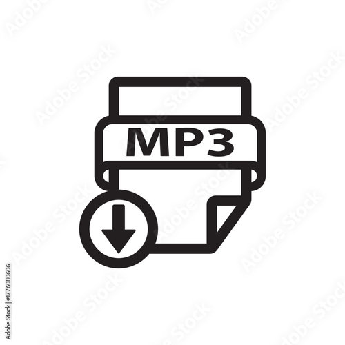 mp3 icon  - black vector icon