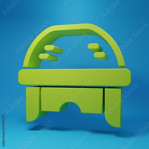 Canvas Print Green Hockey helmet icon isolated on blue background