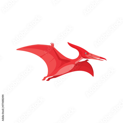 Red pterodactyl flying prehistoric creature dinosaur ancient reptile winged animal