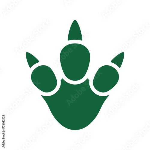 Green dinosaur footprint paw print graphic symbol icon art isolated on white