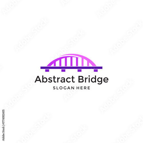 Creative Purple Bridge Element Logo Design Vector Template