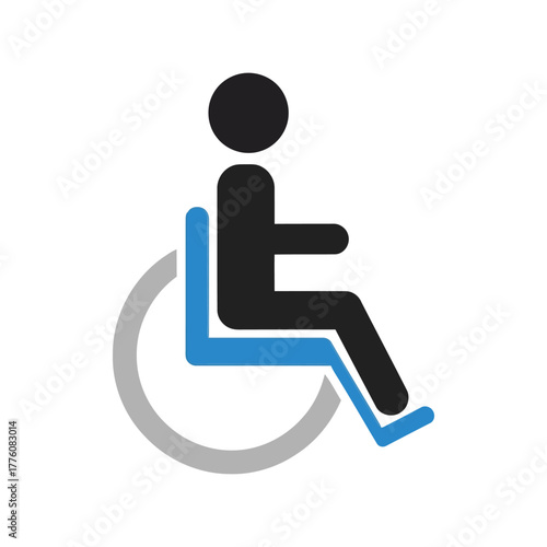 Modern accessible wheelchair icon sign for universal design and inclusion concept