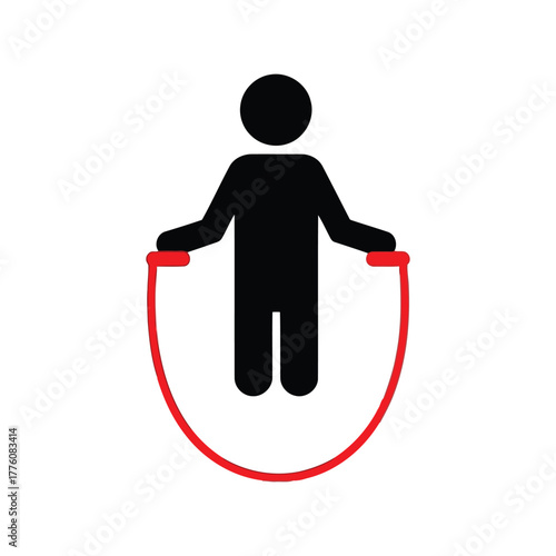 Simple icon of a person jumping rope silhouette for fitness and exercise graphics
