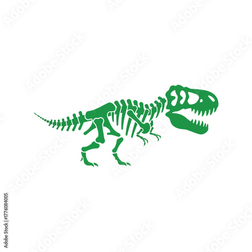 Green tyrannosaurus rex skeleton outline graphic dinosaur prehistoric reptile art