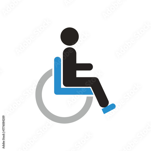 Icon of person in wheelchair accessible symbol of disability and mobility assistance