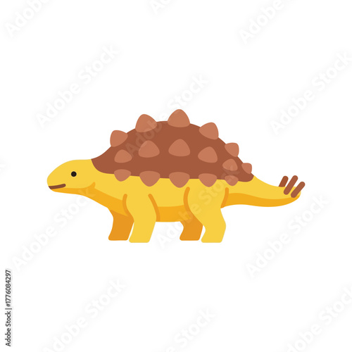Cute yellow ankylosaurus dinosaur cartoon character design