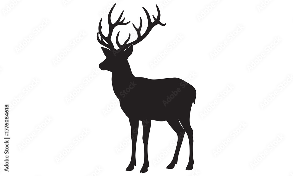 Obraz premium Majestic stag with antlers silhouette