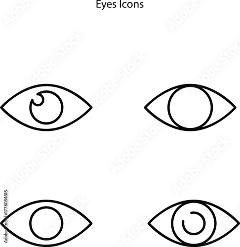 Eye icon set collection. Black eye outline icon, vision symbol on a white background. Vector sign symbol illustration