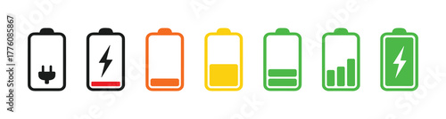 Battery Charging Level Set Smartphone Power Indicator Icon