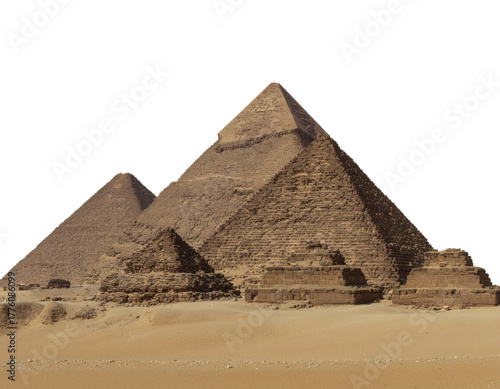 Majestic pyramids of Giza stand tall amidst the golden sands of Egypt, ancient wonders of the world beckoning adventure