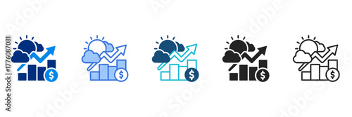 Financial Forecast Icon Set Multiple Style Vector Illustration 