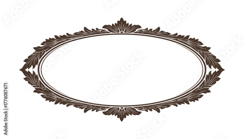 Elegant Oval Frame Ornament Hand Drawn Baroque Decoration