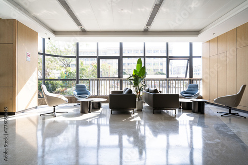 Sofa seats in the modern hospital lobby