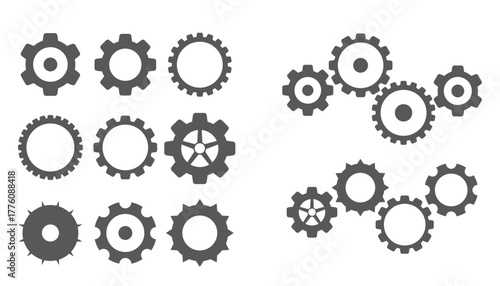 gear cogwheel mechanism icon set