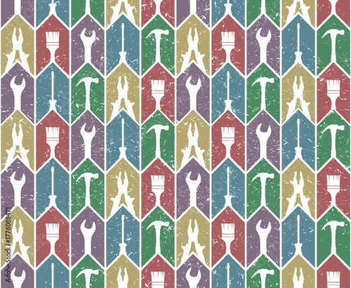 The seamless colored background with tools.