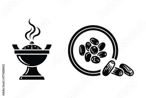 Incense burner and dates for Ramadan celebration vector