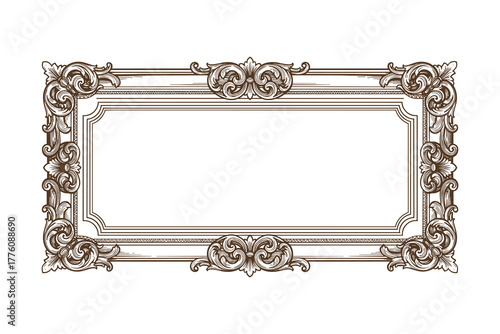Intricate Rectangle Frame Ornate Engraving Style Border